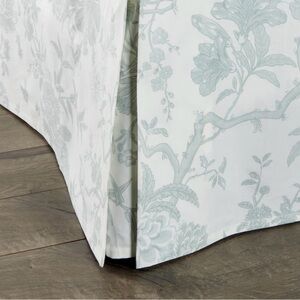 Ballard Jordan Toile king Bed Skirt in Spa on White
